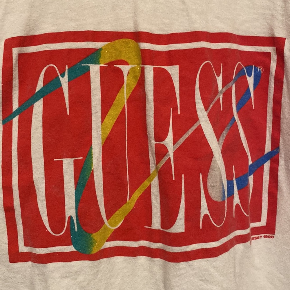 GUESS Vintage three-quarter sleeved logo t-shirt. Oversized fit. From 1990! - Picture 2 of 11